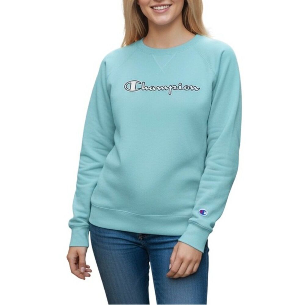Champion Women’s Aqua Blue Crewneck Sweatshirt | Size Medium
